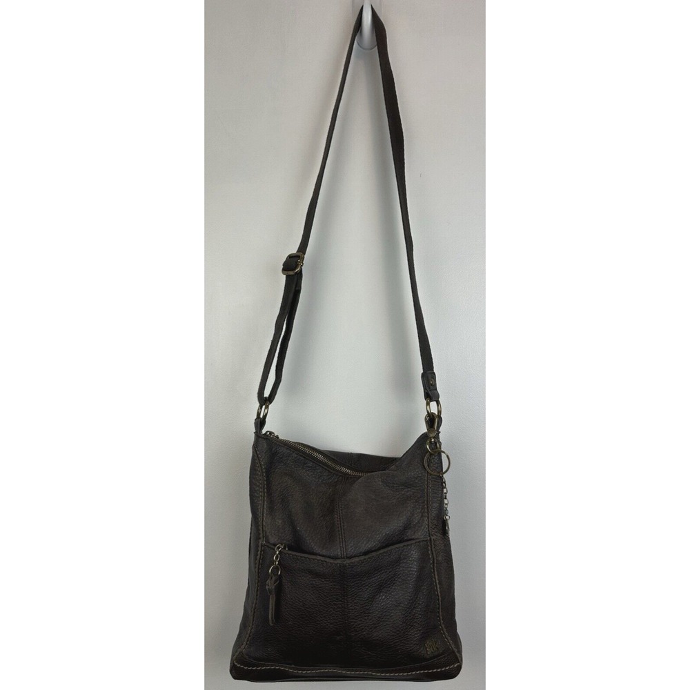 The Sak Purse Crossbody Brown Pebbled Leather Shoulder Bag Handbag Read